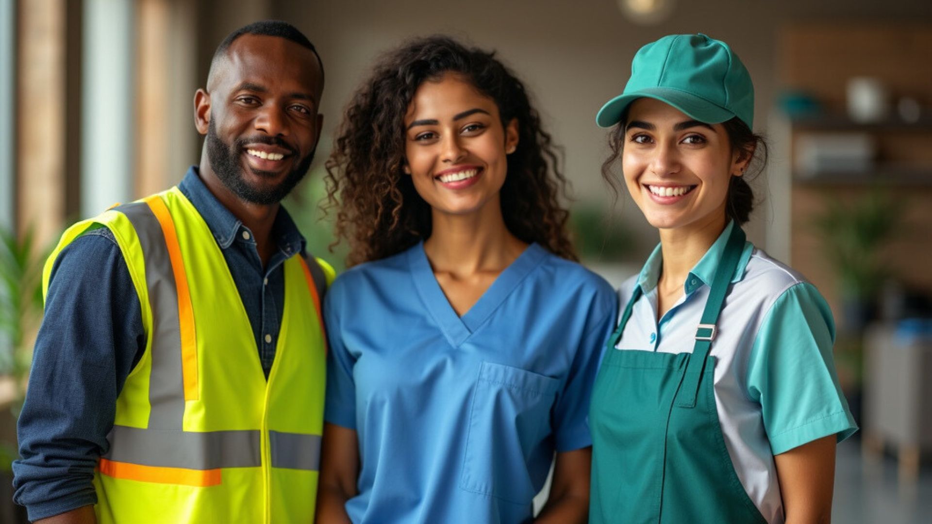 Diverse group of service workers